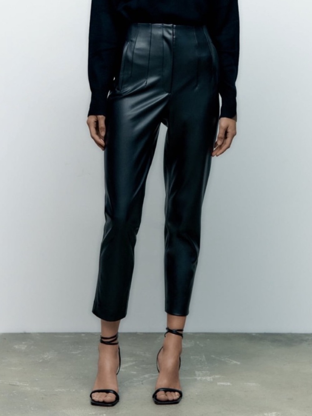 NWOT Zara Black Faux Leather Cropped Pants